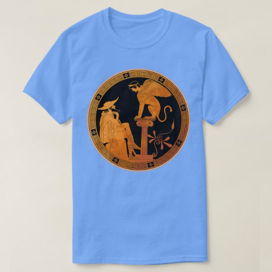 テーベス古代ギリシャのスフィンクス Tシャツ (デザイン正面)