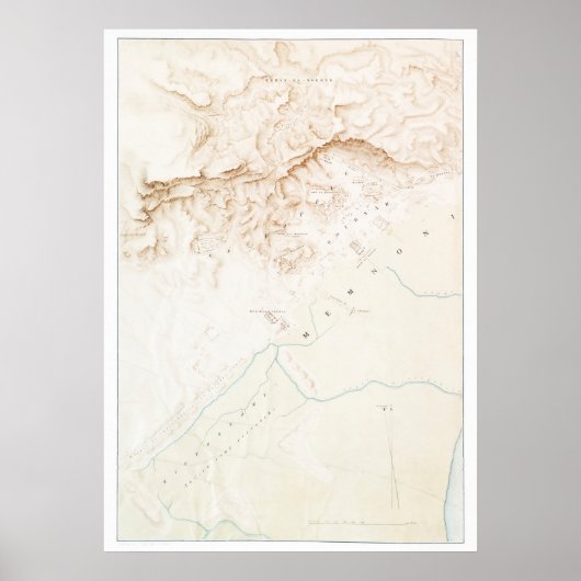 テーベス遺跡の地形図 ポスター (正面)