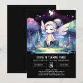 テーマお洒落フェアリー誕生日 招待状 (正面/裏面)