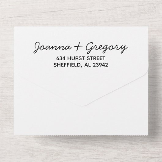 テーマなし、1つの結婚式招待状ですべてを愛 オールインワン招待状 (裏面)