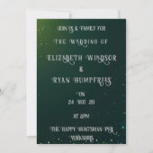 テーマに合ったエレガントなグリーンスパークルデザイン 招待状 (正面)