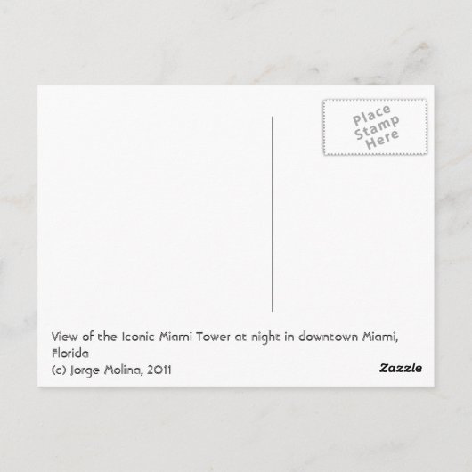 テーマのバリエーション:マイアミタワー ポストカード (裏面)