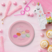 テーマのパリのフランス人のMacaronのピンクの糖菓Appetit ペーパープレート (パーティー)