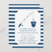 テーマのベビーシャワーを採取する濃紺および灰色 招待状 (正面/裏面)