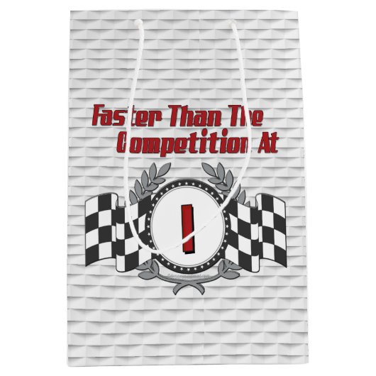 テーマの第1誕生日の競争 ミディアムペーパーバッグ (正面)