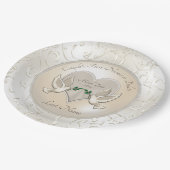 テーマの紙皿の名前、日付を結婚している愛鳥 ペーパープレート (アングル)