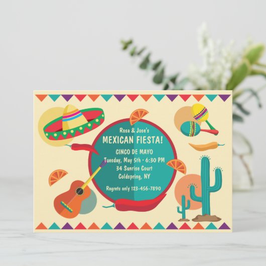 テーマのCincoメキシコdeメーヨーのパーティの招待状 招待状 (スタンド正面)