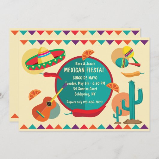 テーマのCincoメキシコdeメーヨーのパーティの招待状 招待状 (正面/裏面)