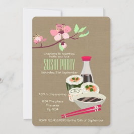 テーマをカスタマイズした寿司パーティー日本の簡単 招待状