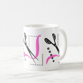 テーマを縫う忙しいはさみ、糸およびボタン コーヒーマグカップ (正面右)