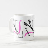 テーマを縫う忙しいはさみ、糸およびボタン コーヒーマグカップ (正面左)