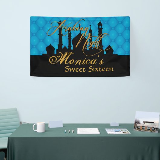 テーマアラビアンナイト青い 横断幕 (トレードショー)