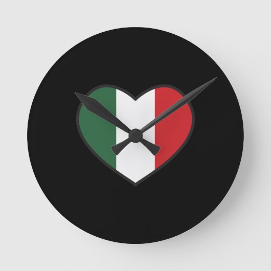 テーマイタリアンの壁時計。イタリアン色ハート ラウンド壁時計 (正面)