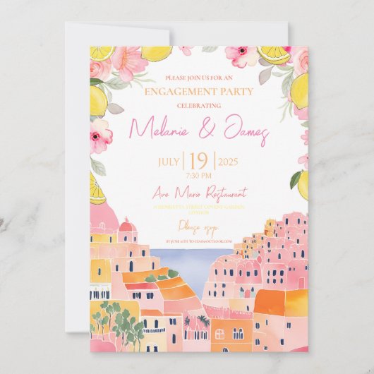 テーマイタリアン婚約パーティ招待状 招待状 (正面)