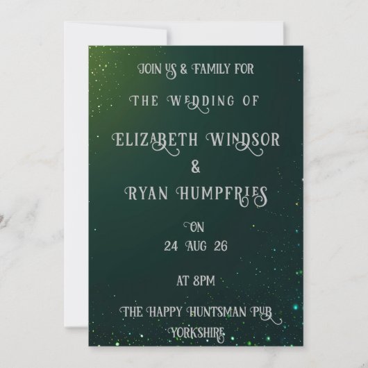 テーマエレガントを設定するための緑のスパークルデザイン 招待状 (正面)