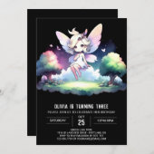 テーマキュートフェアリー誕生日 招待状 (正面/裏面)