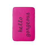 テーマショッキングピンクの"こんにちは豪華な"ブラシの手紙の女の子 バスマット (正面縦)