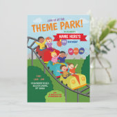 テーマパークローラーコアスターライド誕生日パーティー 招待状 (スタンド正面)