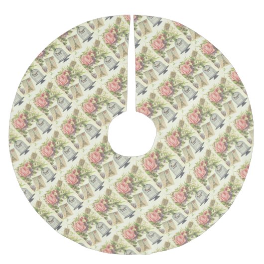 テーマフランスのヴィンテージパリクリスマスツリースカート ブラッシュドポリエステルツリースカート (正面)