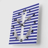 テーマブルー航海のパストライプターンいかり スクエア壁時計 (傾斜)