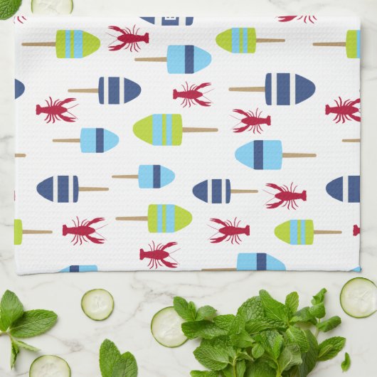 テーマブ航海のイ及びロブスターモノグラムの キッチンタオル (折り畳み)