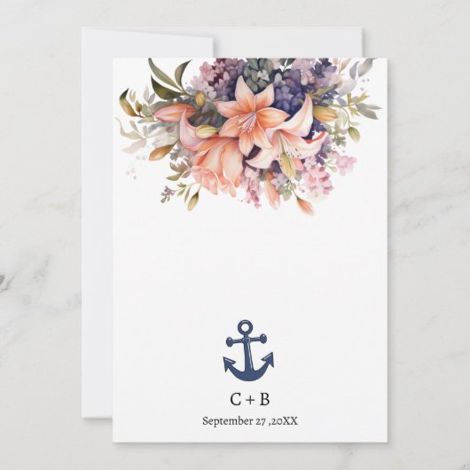 テーマユニーク航海のビーチリハーサルディナー 招待状 (裏面)