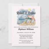 テーマリラックスのトロピカルビーチ椅子と引退 招待状 (正面)