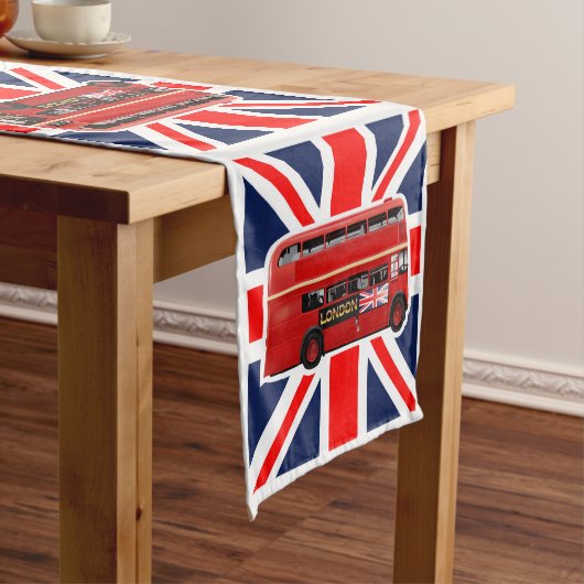 テーマロンドン赤いバス ショートテーブルランナー (インサイチュ)