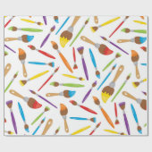 テーマ別の絵を描ブラシのラッピング紙 ラッピングペーパー (フラット)