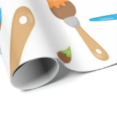 テーマ別の絵を描ブラシのラッピング紙 ラッピングペーパー (ロールコーナー)