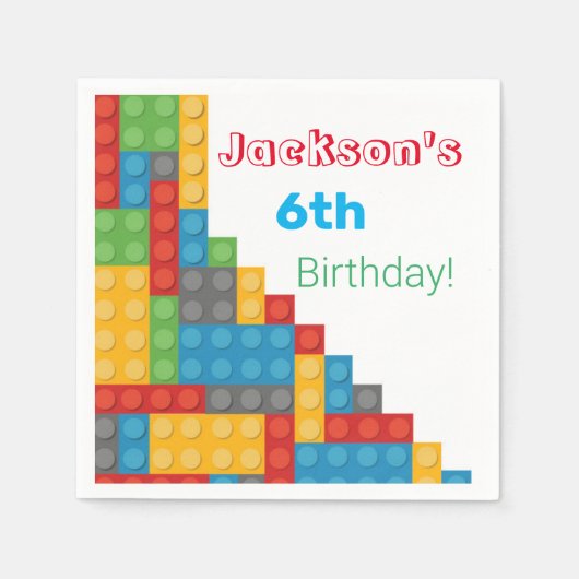 テーマ別の誕生日装飾をブロック スタンダードカクテルナプキン (正面)