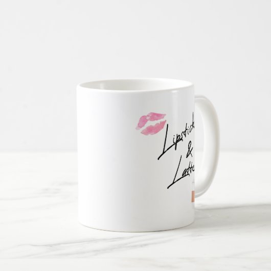 テーマ口紅およびラテの//のおもしろいのガーリーな美しい コーヒーマグカップ (正面右)