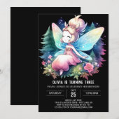 テーマ威厳のあるフェアリー誕生日 招待状 (正面/裏面)