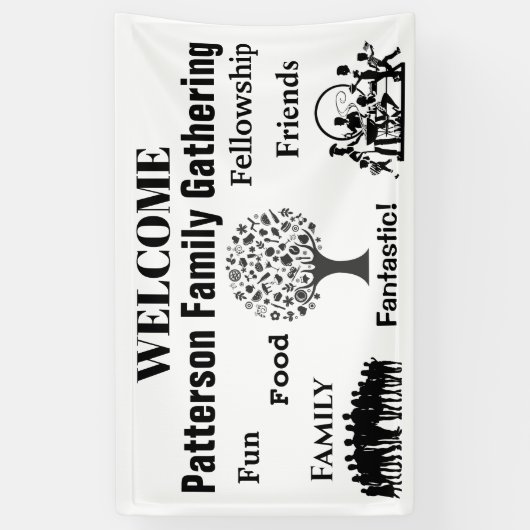 テーマ家族会-カスタマイズ可能 横断幕 (縦)