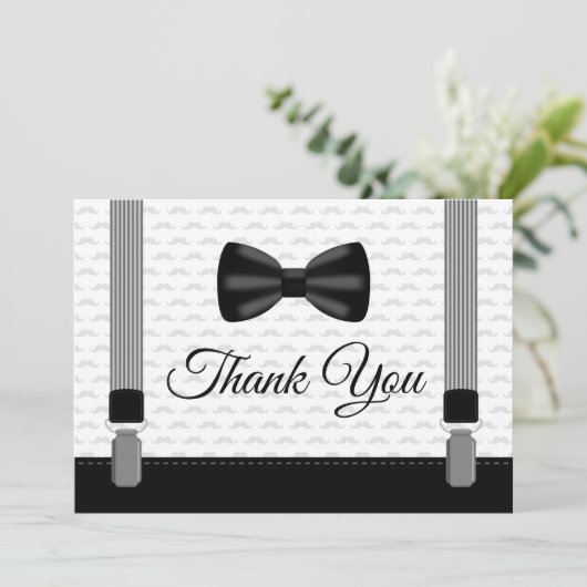 テーマ平らなサンキューカードのちょうネクタイの小さい人 サンキューカード (スタンド正面)