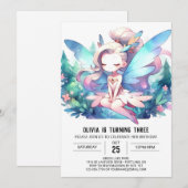 テーマ愛らしい妖精誕生日 招待状 (正面/裏面)