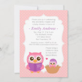 テーマ本女の子のかわいいフクロウのベビーシャワー招待状 招待状 (正面)