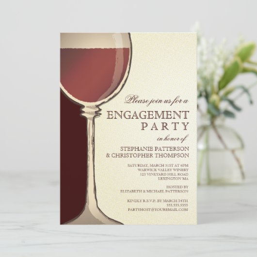 テーマ結婚式の婚約パーティによって老化させるワイン 招待状 (スタンド正面)