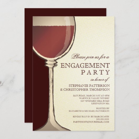 テーマ結婚式の婚約パーティによって老化させるワイン 招待状 (正面/裏面)