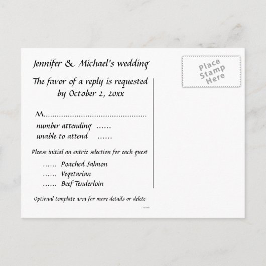 テーマ結婚式招待状RSVP インビテーションポストカード (裏面)