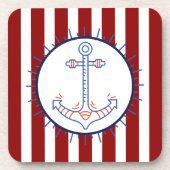 テーマ航海のいかりセーリングブルーレッドホワイト コースター (正面)