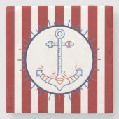 テーマ航海のいかりセーリングブルーレッドホワイト ストーンコースター (正面)