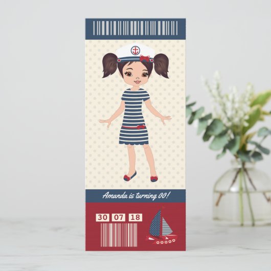 テーマ航海のの誕生日パーティー搭乗券の写真 招待状 (スタンド正面)