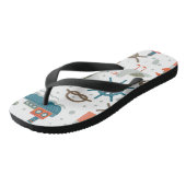 テーマ航海のの赤いティール(緑がかった色)灰色の白いパターン ビーチサンダル (アングル)