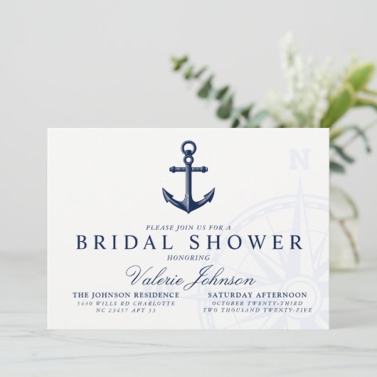 テーマ航海のの |ヴィンテージいかりブライダルシャワー 招待状 (スタンド正面)