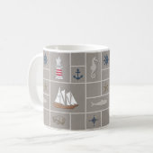 テーマ航海のイラストレーション コーヒーマグカップ (正面左)