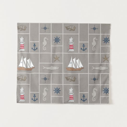 テーマ航海のイラストレーション タペストリー (正面(横))