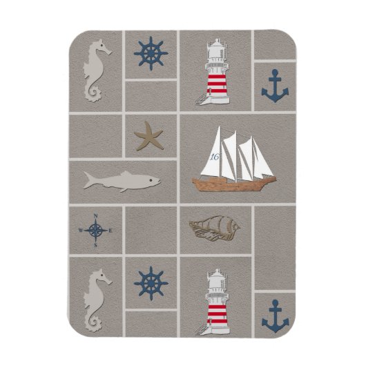 テーマ航海のイラストレーション マグネット (縦)