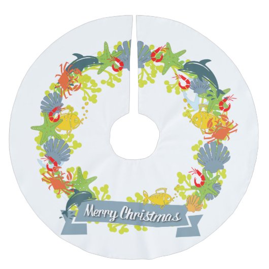 テーマ航海のクリスマスリースツリースカート ブラッシュドポリエステルツリースカート (正面)