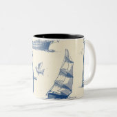 テーマ航海のセラミックマグカップいかり、ヘルム、および ツートーンマグカップ (正面右)